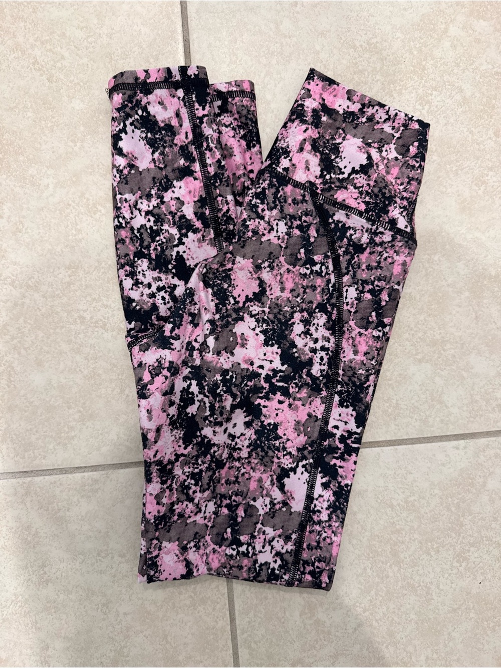 Fabletics Pink & Black Splatter Print Leggings